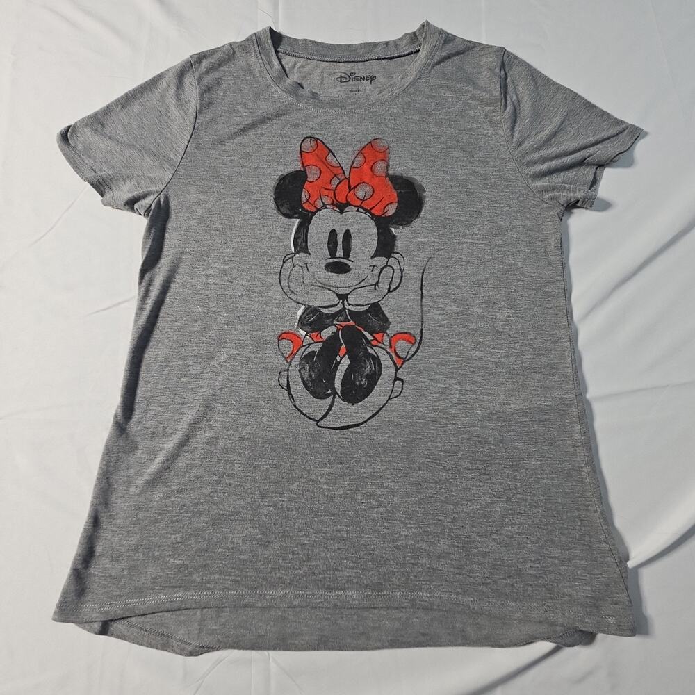 Disney Minnie Mouse Grey Short Sleeve Graphic T-Shirt Women's Size Large